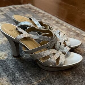 Naturalizer Sparkling Silver Strappy Heels
